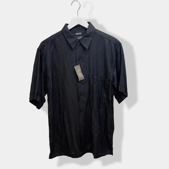 BRUNO Black‎ Silk Button Down Shirt - Picture 1 of 4